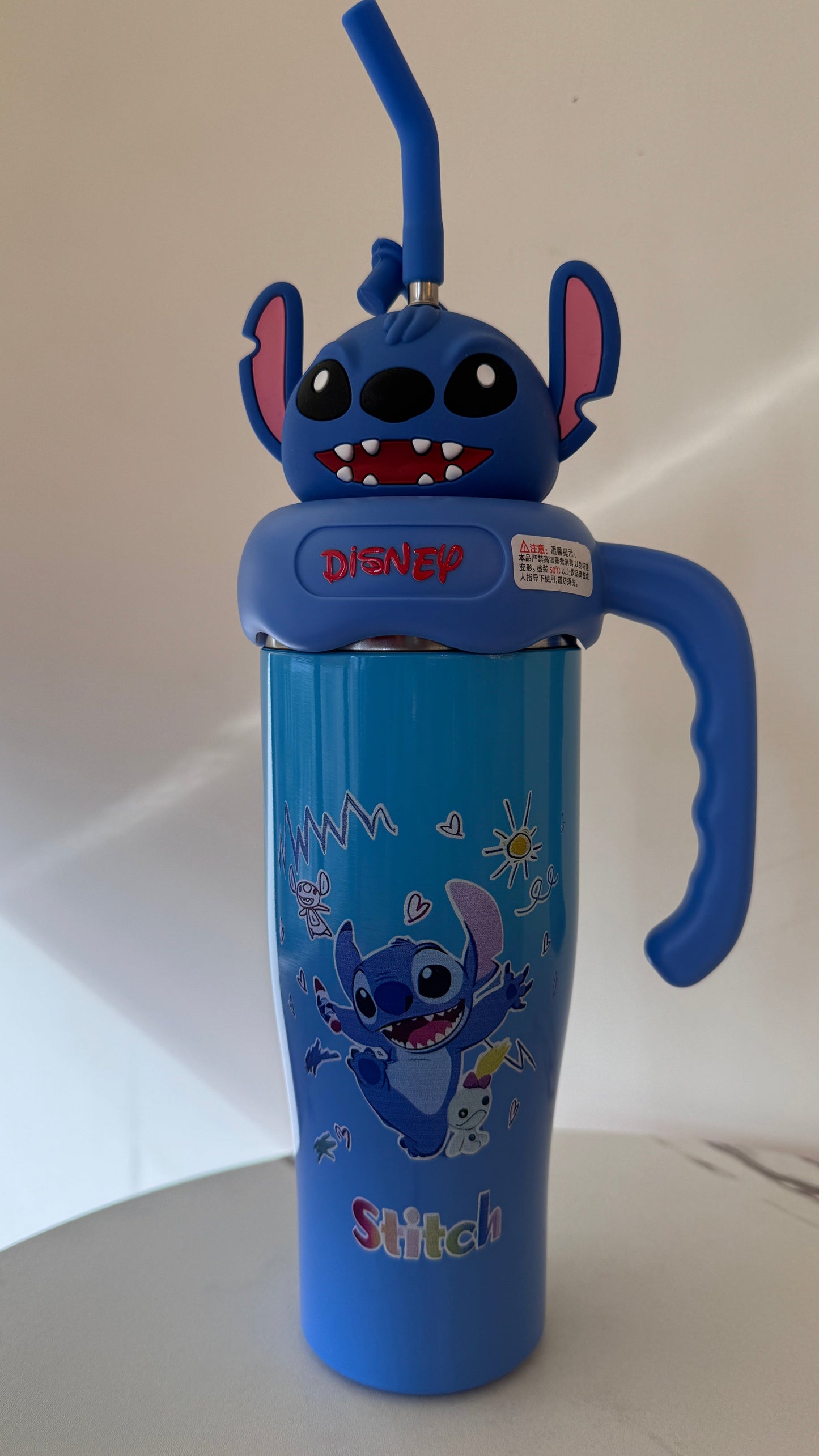 Blue Alien Stainless Steel Bottle with Straw