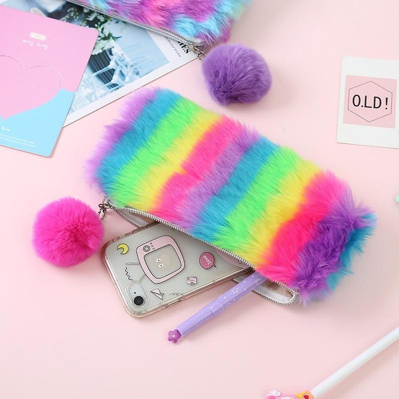 Fur cosmetic bag