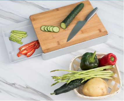 Wooden Cutting Board with Storage Drawer