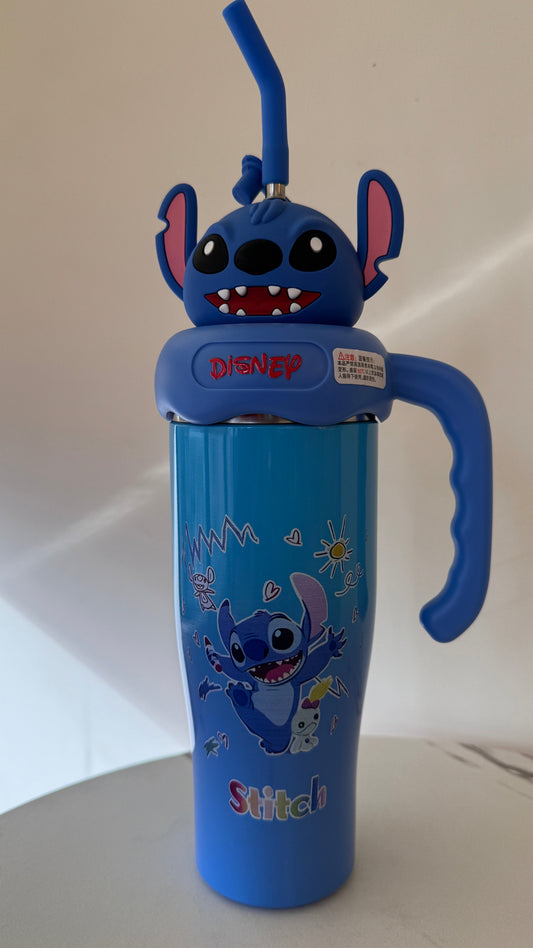 Blue Alien Stainless Steel Bottle with Straw