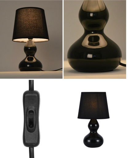 Cosy black lamp,ceramic base,linen shade