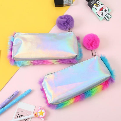 Fur cosmetic bag