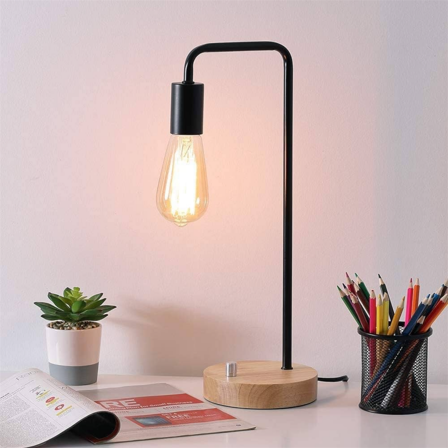 Wooden desk lamp
