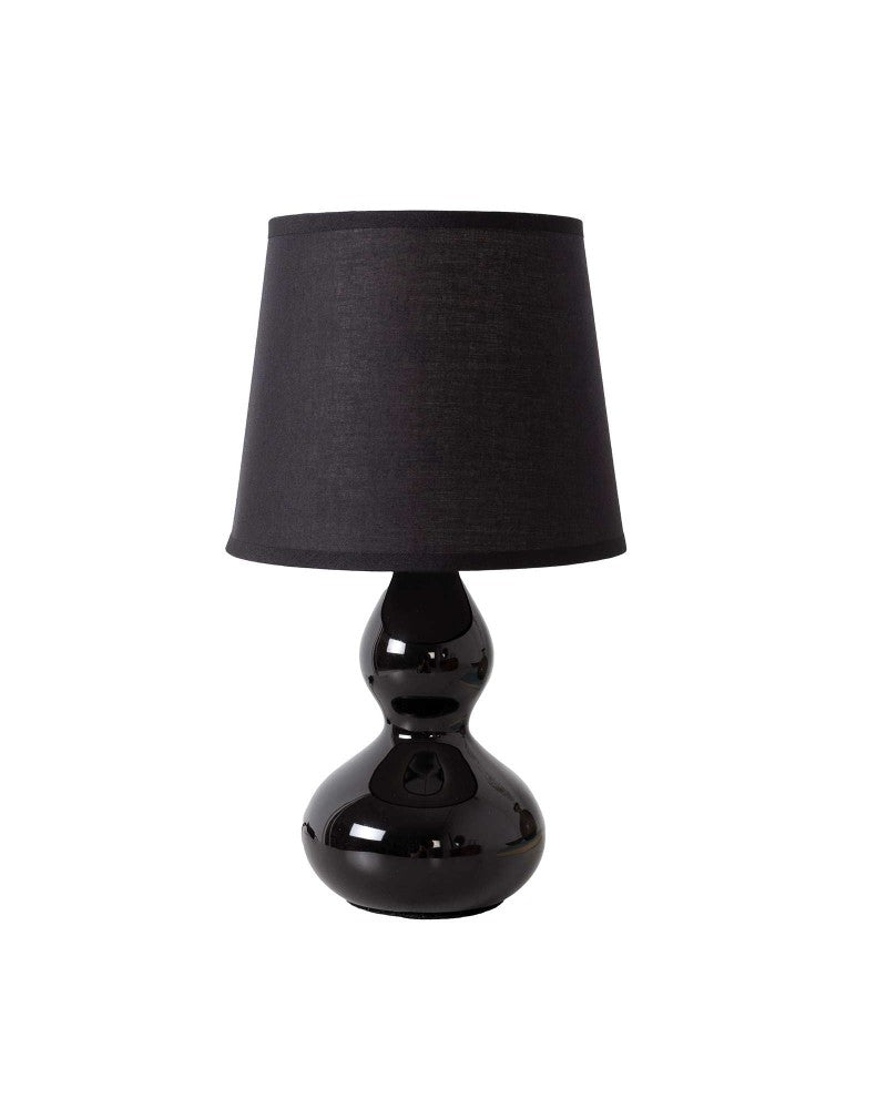Cosy black lamp,ceramic base,linen shade
