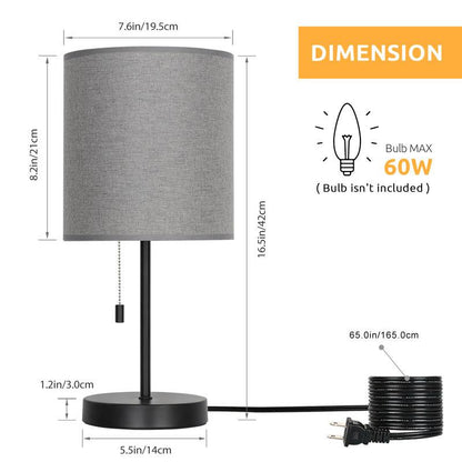 Grey Metal Table Lamps with Linen Shades